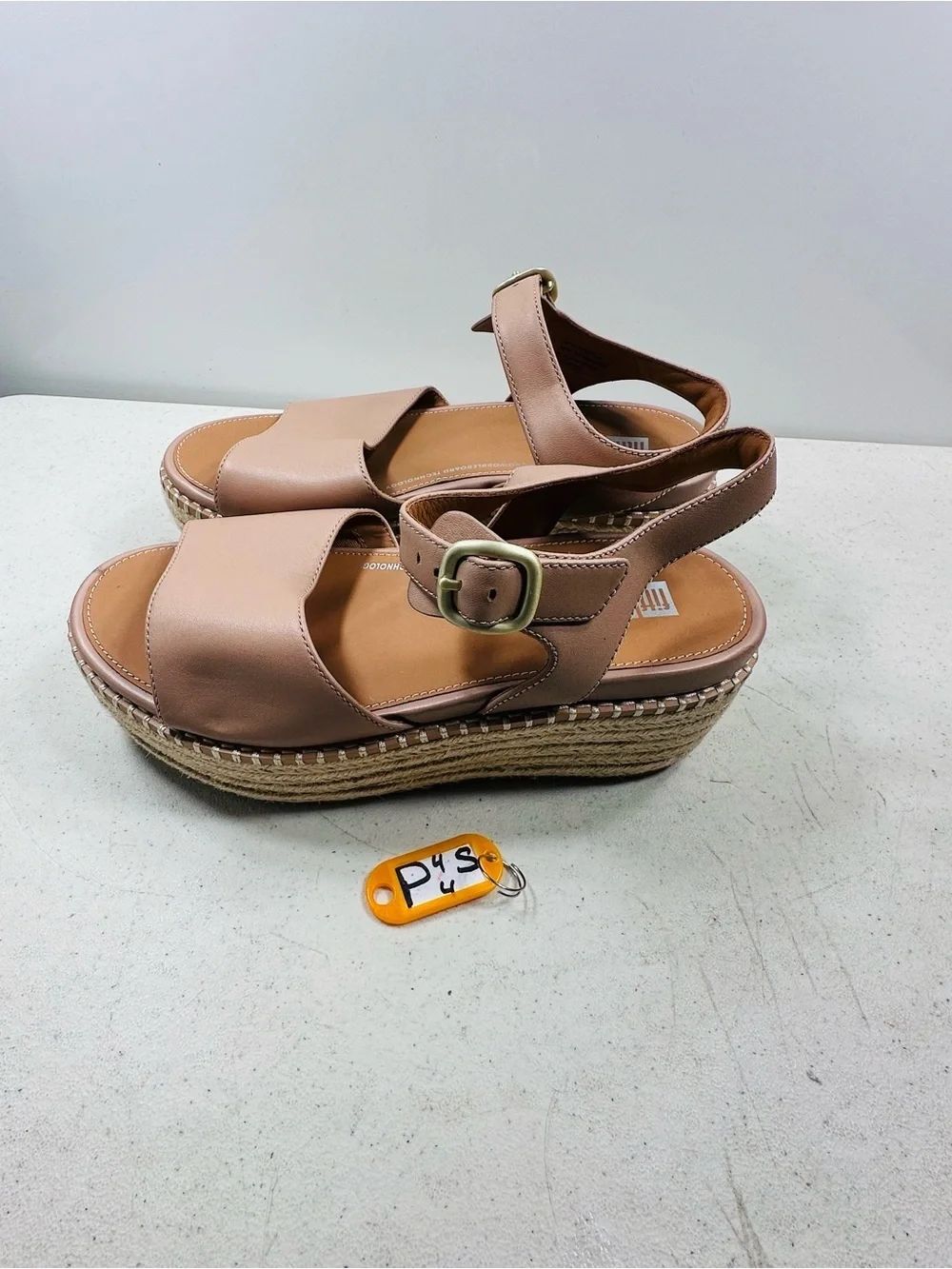 FitFlop Women's Eloise Cork-WRAP Leather Wedge Back Sandals  size 6,5